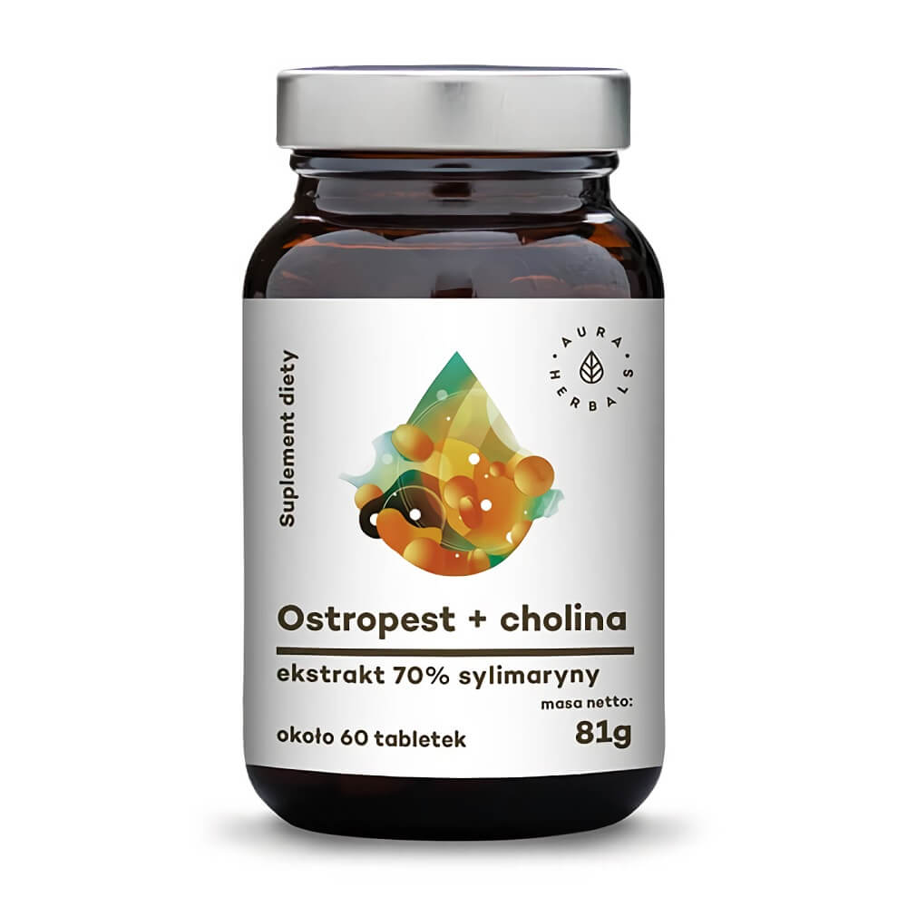 Extrakt z ostropestu mariánského 70 % Silymarin + Cholin 60 tablet 81 g AURA HERBALS