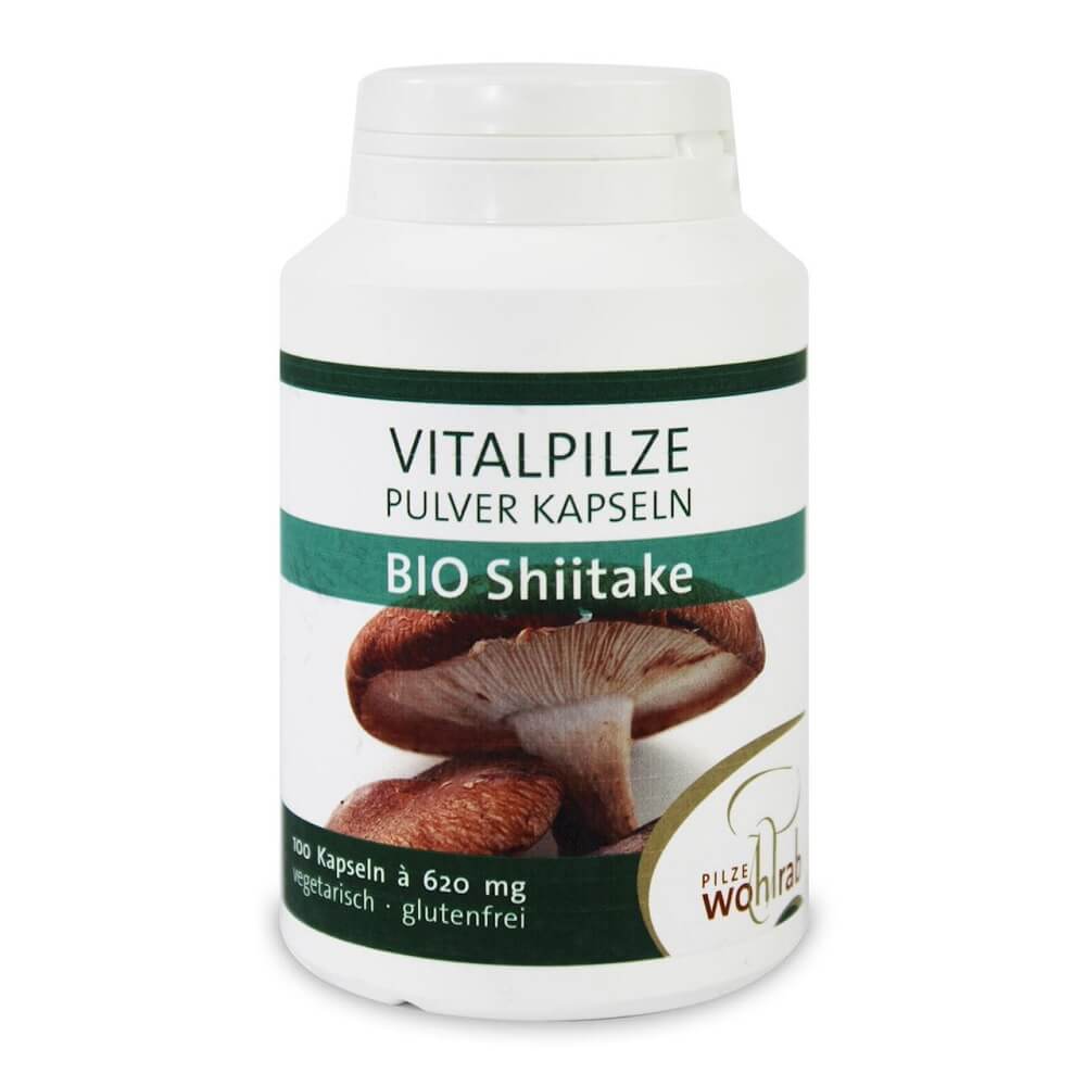 Pulveriserede Shiitake-svampe (japansk hærder) glutenfri BIO 100 g - PILZE WOHLRAB