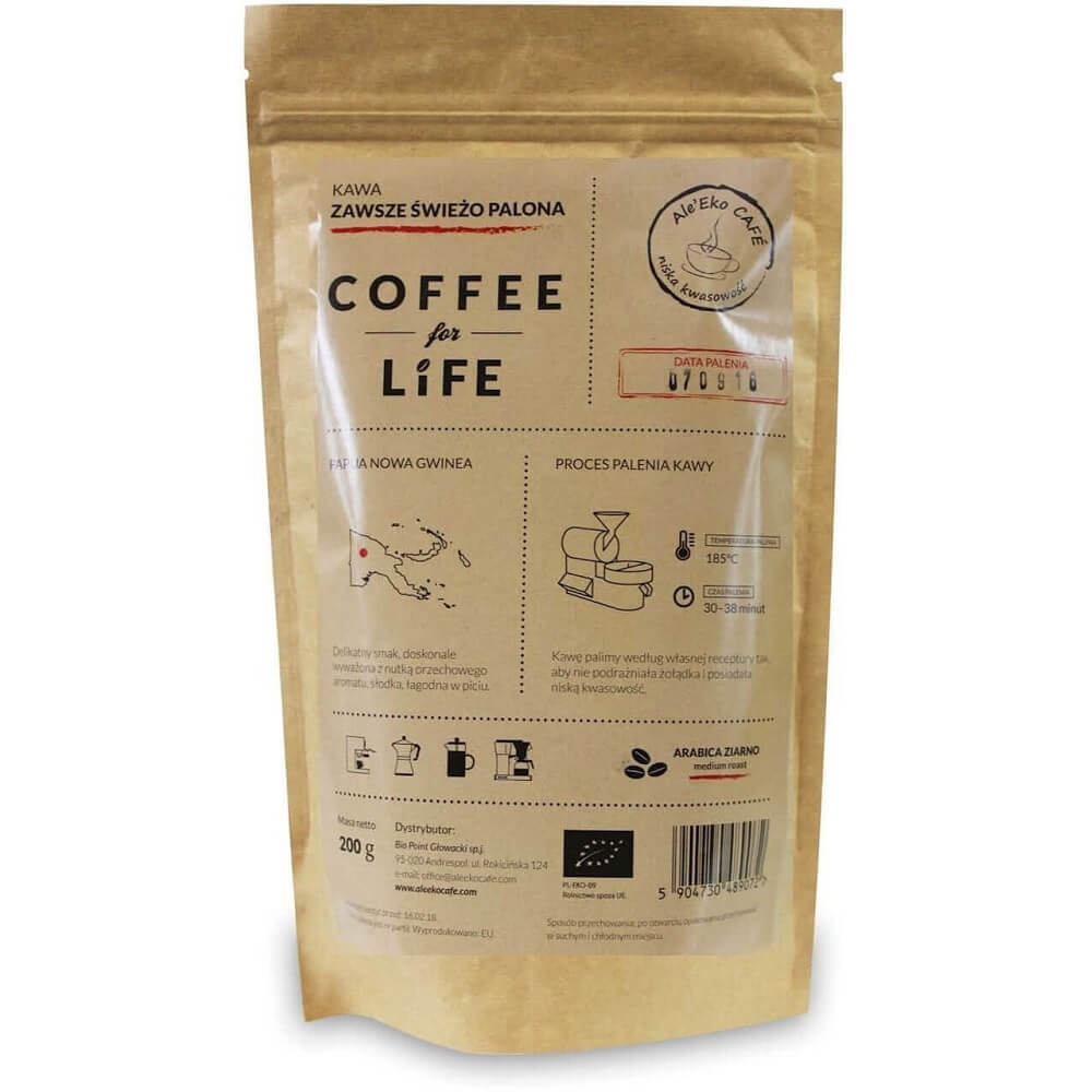 Káva 100% Arabica zrnková Papua BIO 200 g - ALE EKO CAFE