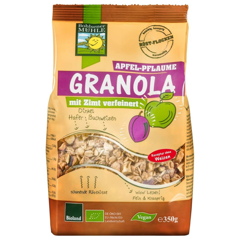 Organic Apple and Plum Granola 350 g - BOHLSENER MÜHLE 