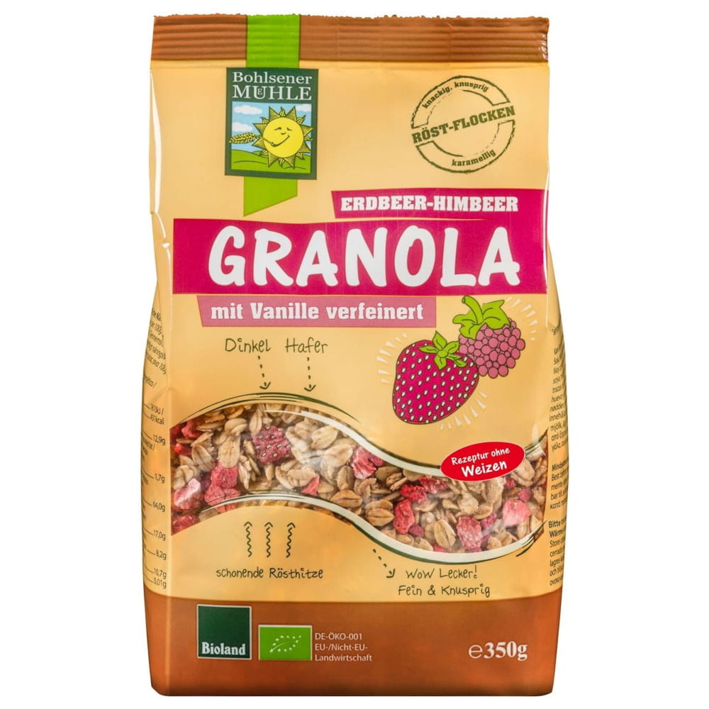 Organic Strawberry-Raspberry Granola 350 g - BOHLSENER MÜHLE 