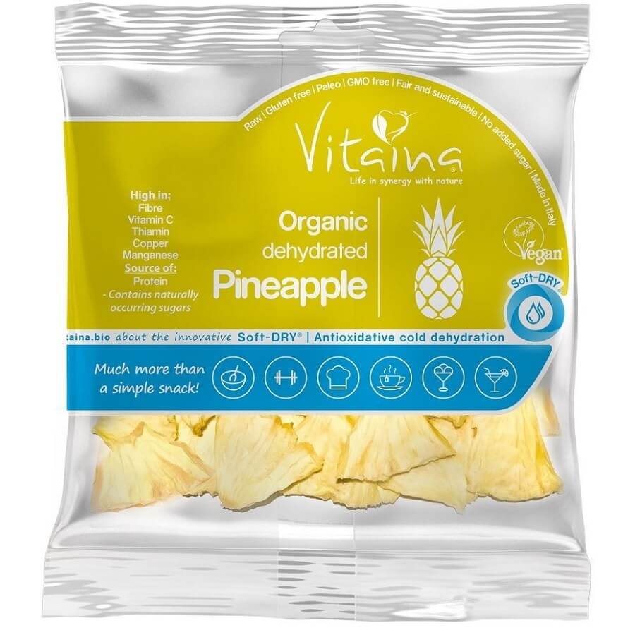 Torkad ananas rå glutenfri EKO 25 g - VITAINA