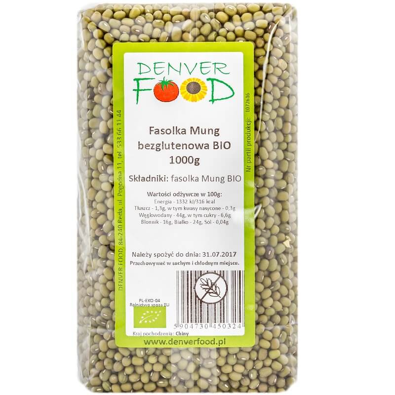 Gluten-free organic mung beans 1000g DENVER FOOD