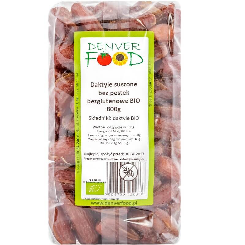 Datteri essiccati senza glutine BIO 800g DENVER FOOD