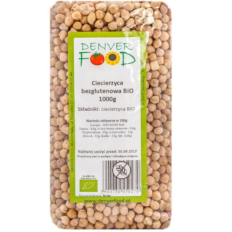 Bezlepkové cizrna BIO 1000g DENVER FOOD