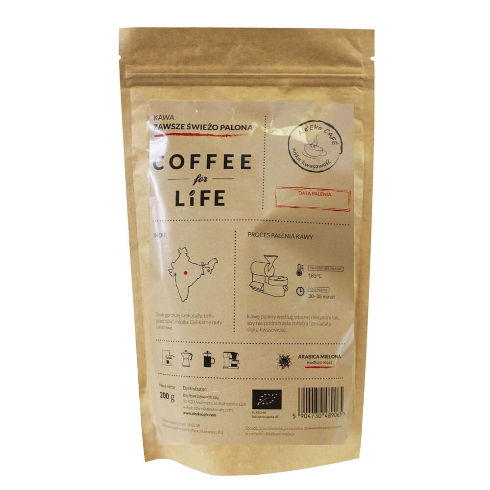 Mletá káva 100% Arabica, Indie BIO 200 g - ALE EKO CAFE