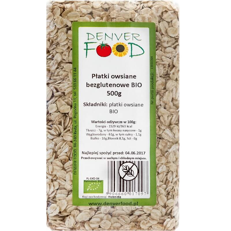Glutenfria havregryn BIO 500g DENVER FOOD