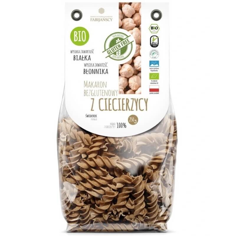 Nudeln (Kichererbsen), Fusilli, glutenfrei BIO 250 g - FABIJAŃSCY