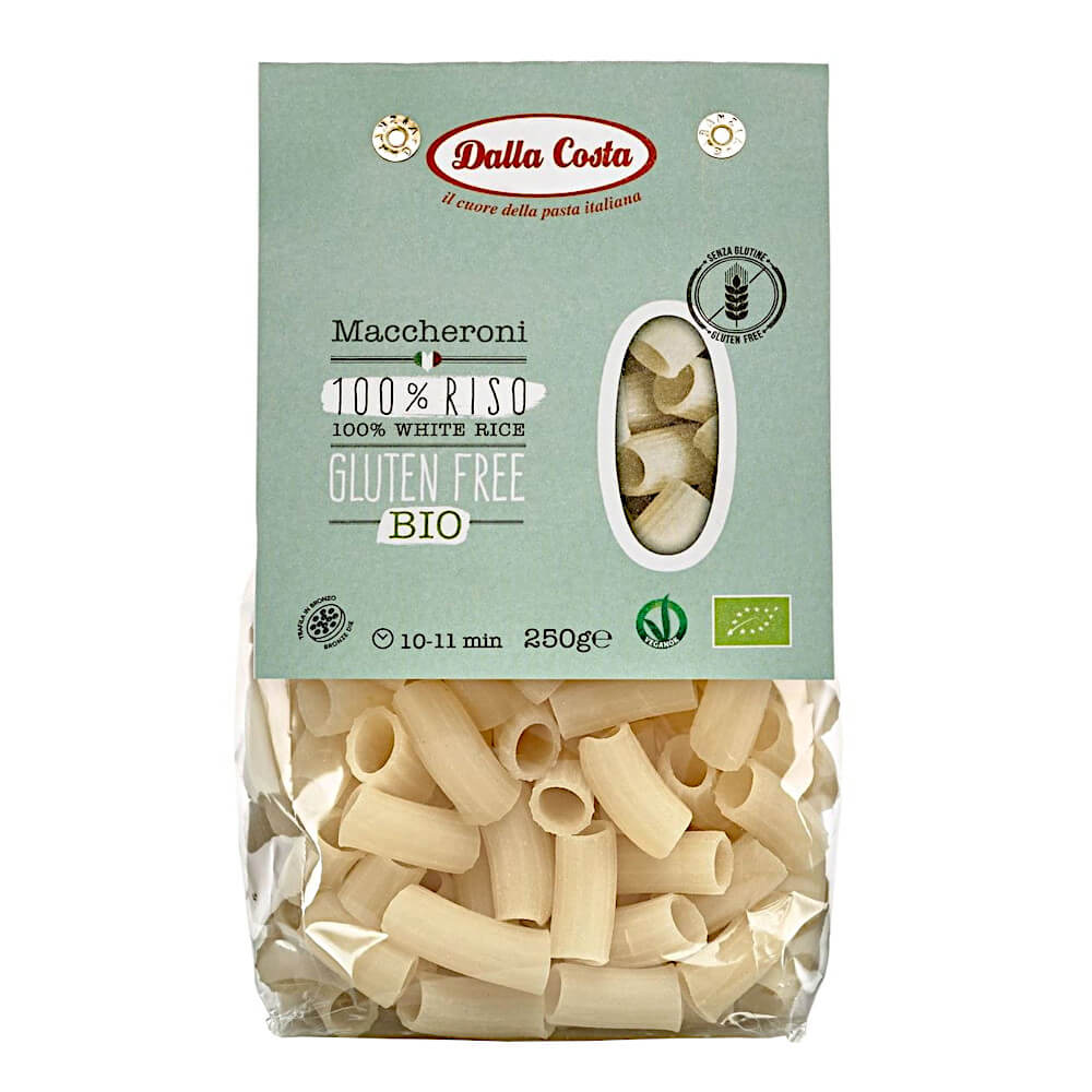 White macaroni rice noodles gluten-free organic 250 g - DALLA COSTA