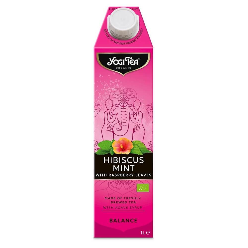 Forfriskende drik Hibiskus - Mynte med hindbærblade BIO 1000 ml - YOGI TEA