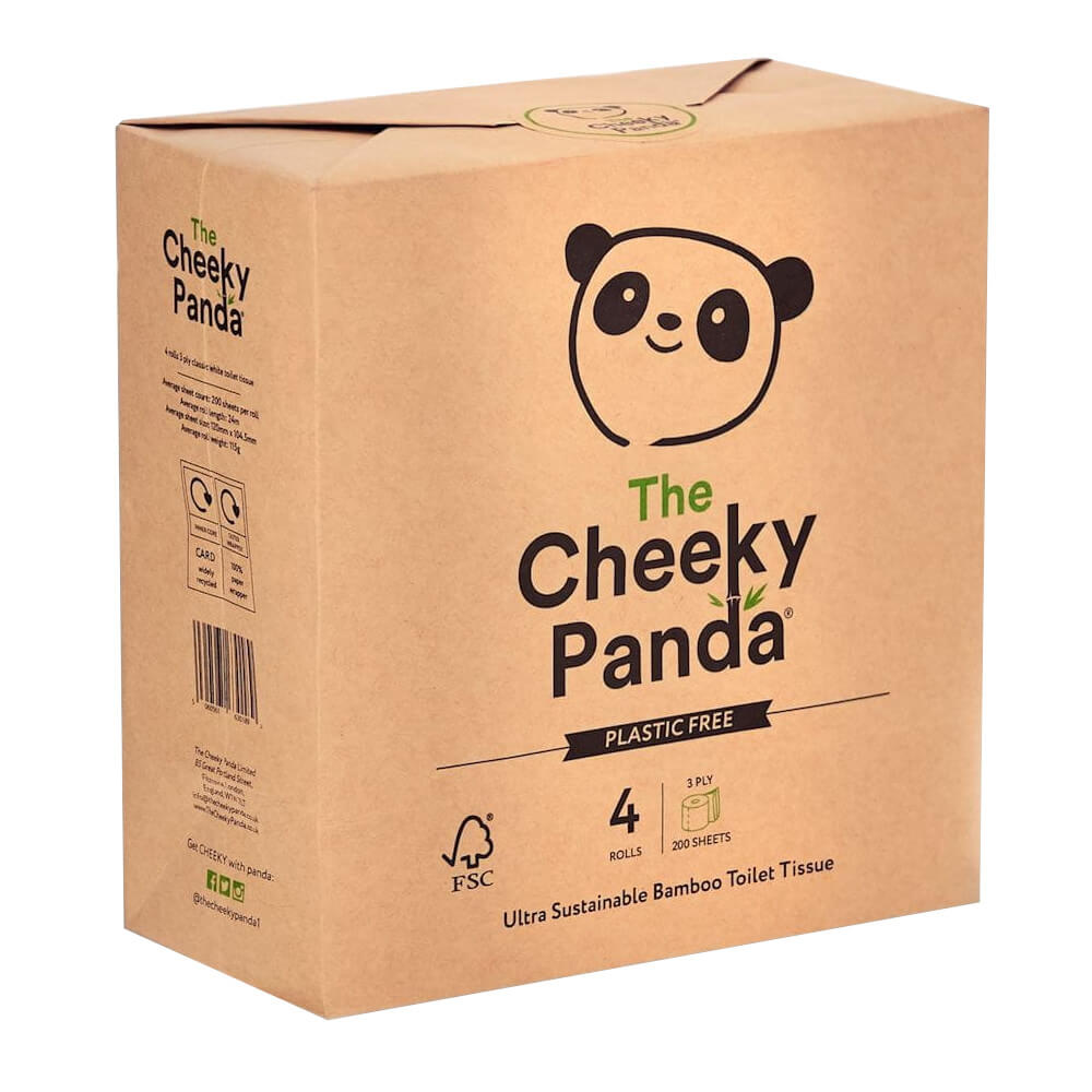 Třívrstvý bambusový toaletní papír, 4 role v papíru - CHEEKY PANDA
