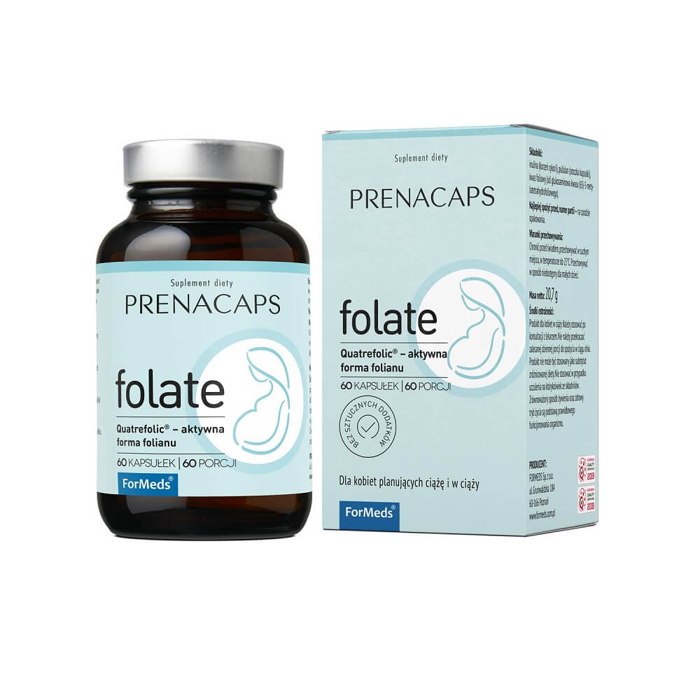 Folsäure Folat quatrefolic aktive Form von Folsäure 60 Kapseln 60 Portionen 207 g Prenacaps FORMEDS