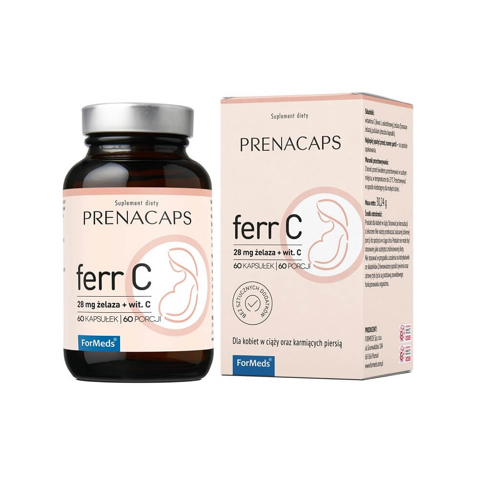 Ferr C Eisen 28 MG + Vitamin C 60 Kapseln 60 Portionen 3024 g FORMEDS Prenacaps