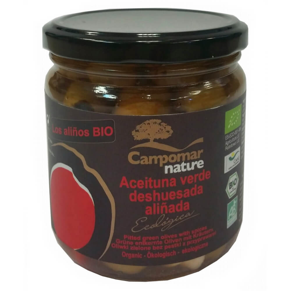 Zaitun hijau tanpa biji dengan rempah BIO 350 g - CAMPOMAR NATURE