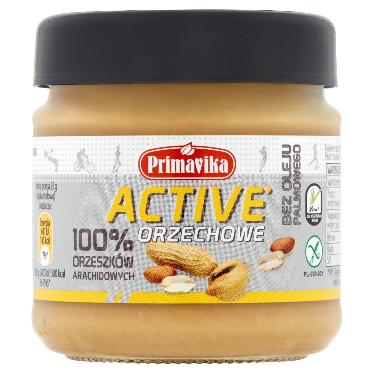 Aktive Erdnussbutter 100 % Erdnüsse 185 g PRIMAVIKA