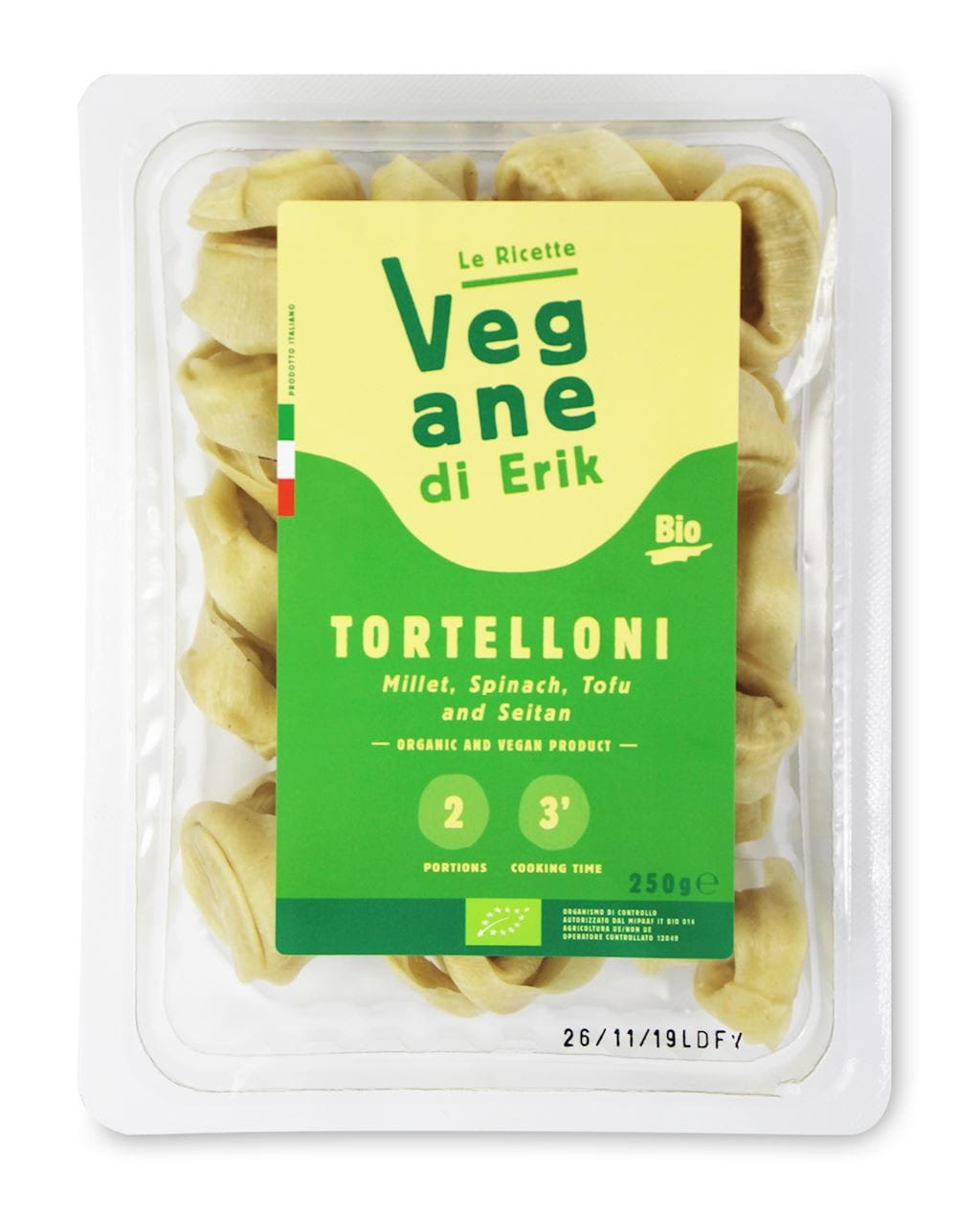 Tortelloni med hirs, spenat, tofu och seitan BIO 250 g - FRESCA ROSSI PASTA