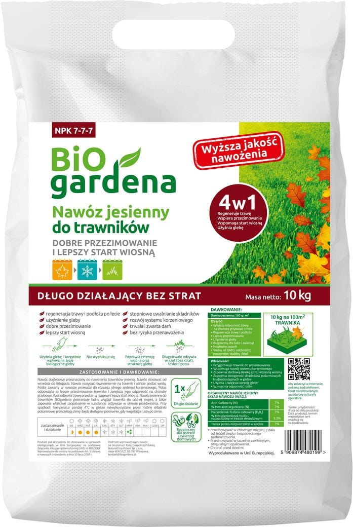 Podzimní ekologické hnojivo pro trávník 10 kg - BIO GARDENA