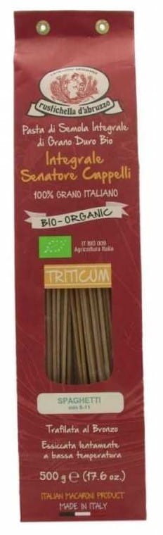 Mì ống (Bột mì cứng Senatore Cappelli) Spaghetti nguyên cám hữu cơ 500 g - RUSTICHELLA DABRUZZO