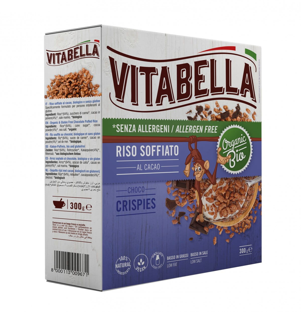 Glutenvrije chocolade-rijstmuesli met rijst BIO 300 g VITABELLA