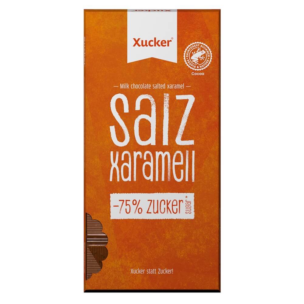Cioccolato al latte con xilitolo, sale e caramello senza zuccheri aggiunti sale caramello 80g XUCKER
