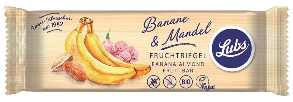 Glutenfreier Bananenriegel mit Mandel BIO 40 g - LUBS