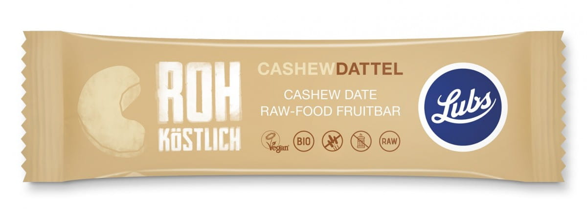 Glutenfreier Dattelriegel mit rohen Nüssen BIO 47 g - LUBS