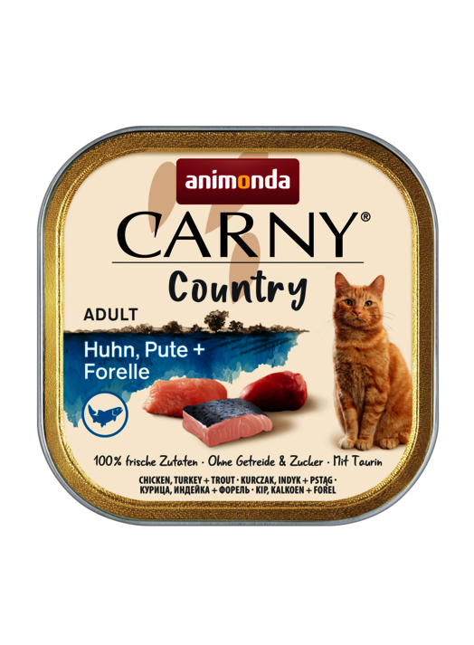 CARNY COUNTRY Adult Dish mit Huhn, Truthahn und Forelle 100g - ANIMONDA