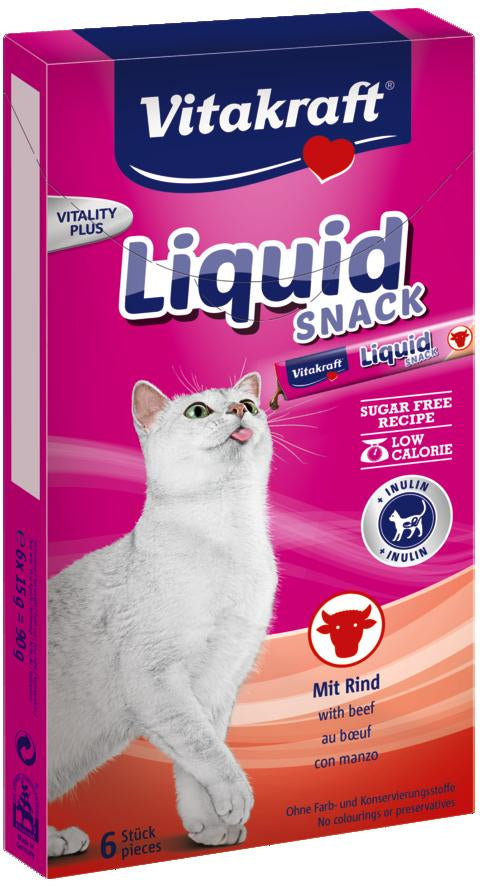 CAT LIQUID SNACK Leckerli mit Rindfleisch und Inulin für Katzen 6 St. - VITAKRAFT