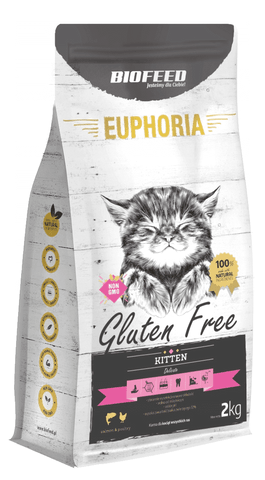 EUPHORIA KITTEN Glutenfreies Katzenfutter mit Geflügel und Lachs 2kg - BIOFEED