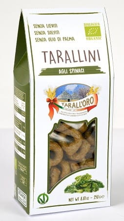 Tarallini Snacks se špenátem BIO 250 g - PASTIFICIO TARALL 'ORO