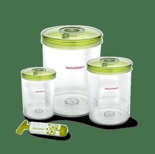 Set de 3 containere pentru alimente cu vid și pompă - VACUCRAFT