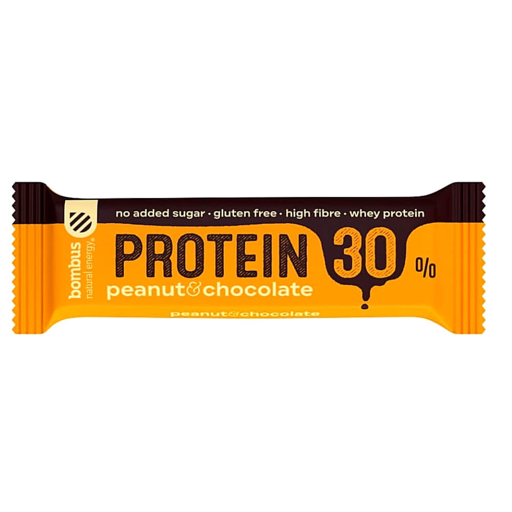 Proteinbar 30% Jordnød - Chokolade glutenfri 50 g BOMBUS
