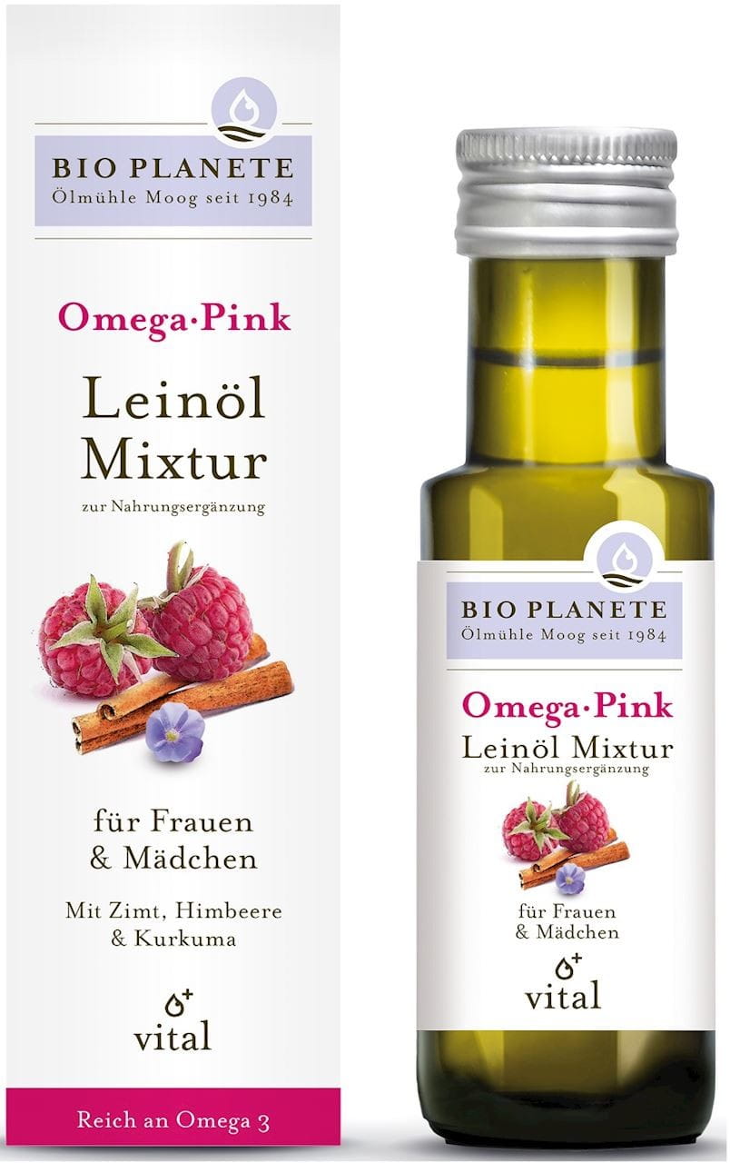 Omega Pink - Blandning med linfröolja (hallon och kanel) EKO 100 ml - BIO PLANÈTE