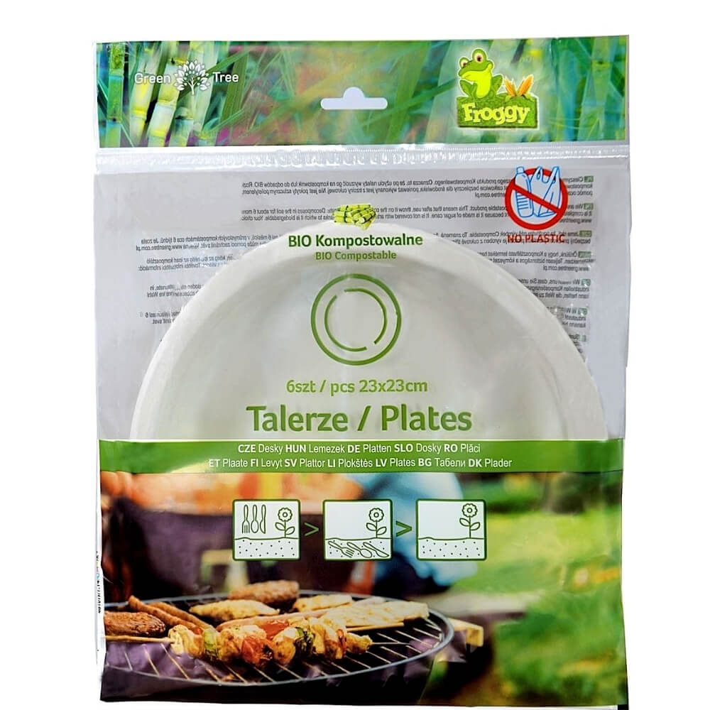 Kompostovatelné talíře 6 kusů - FROGGY