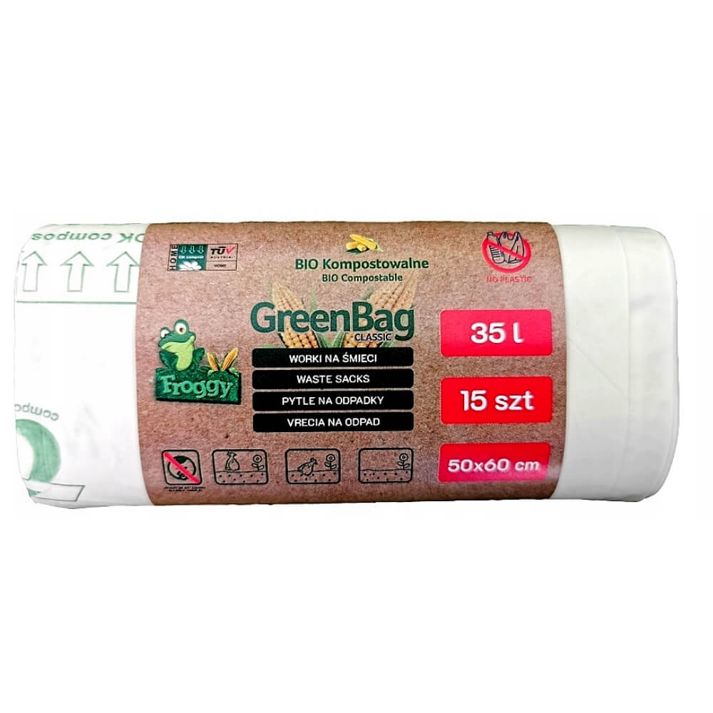Sacchi per rifiuti BIO e misti (compostabili) 35 L 15 pezzi - FROGGY