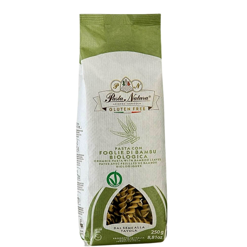 Nudlar (fullkornsris med bambublad) glutenfria fusilli BIO 250 g - PASTA NATURA