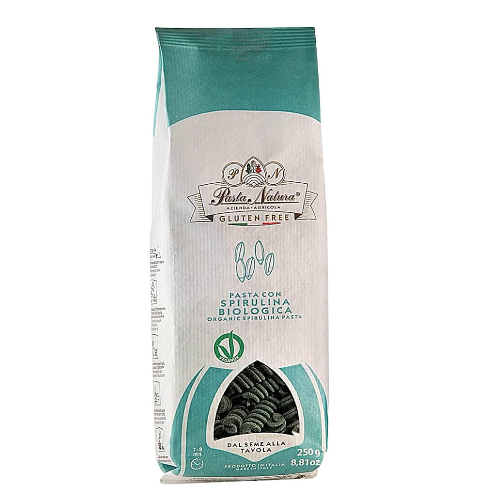 Nudlar (fullkornsris med spirulina) glutenfria fusilli BIO 250 g - NATURA PASTA