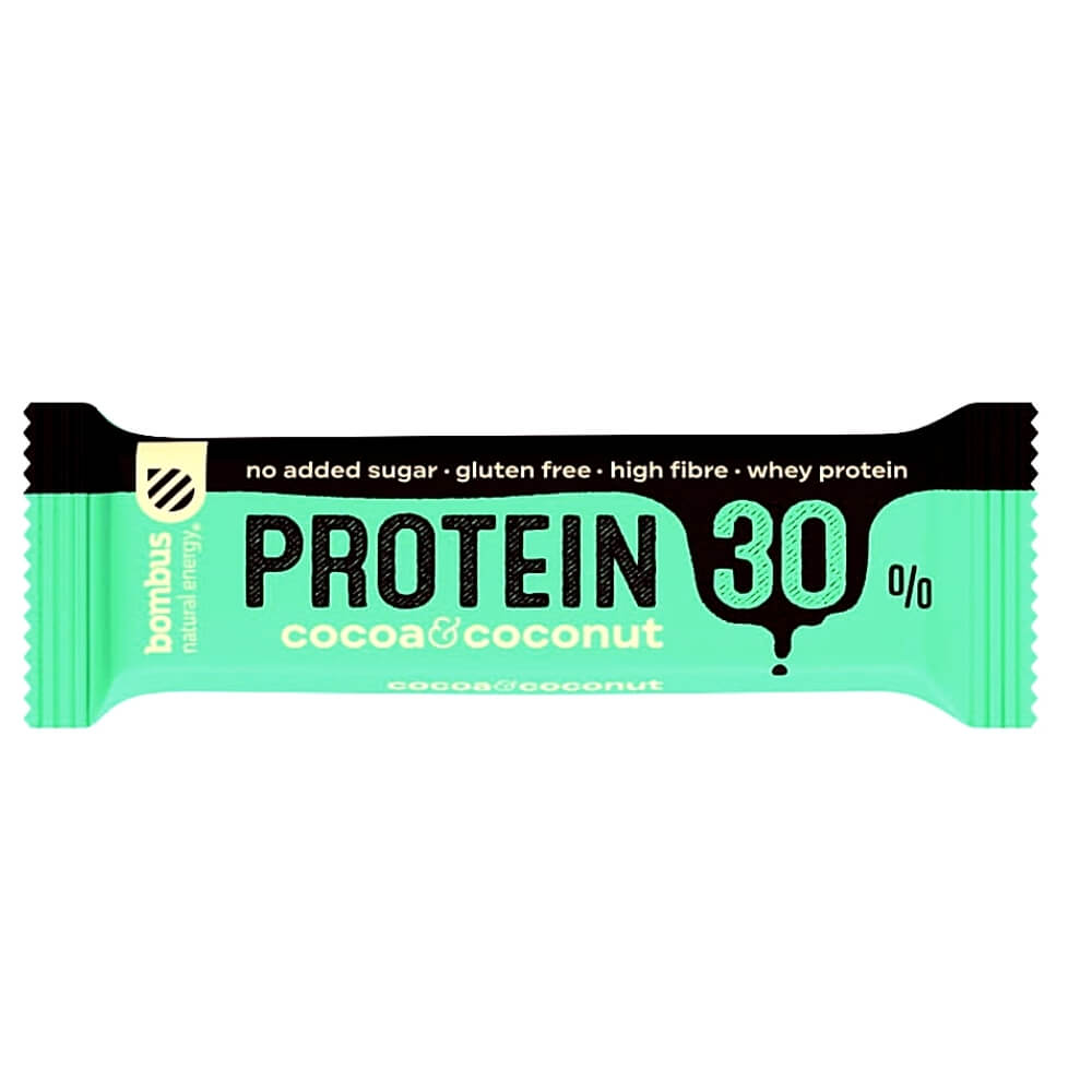 Barra de proteína 30% cacau - coco sem glúten 50 g BOMBUS
