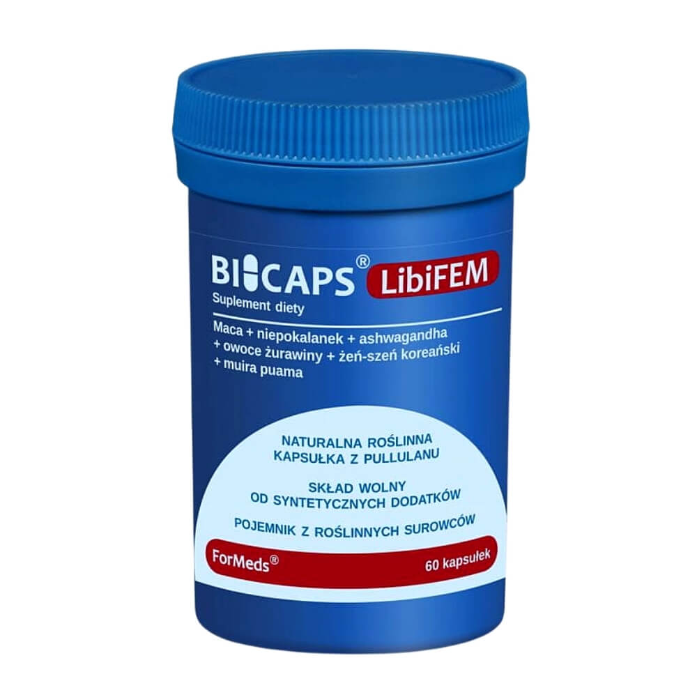 Bicaps Libifem Maca + Mönchspfeffer + Ashwagandha + Cranberry-Frucht + Ginseng - Koreanischer Ginseng + Muira Puama 60 FORMEDS-Kapseln