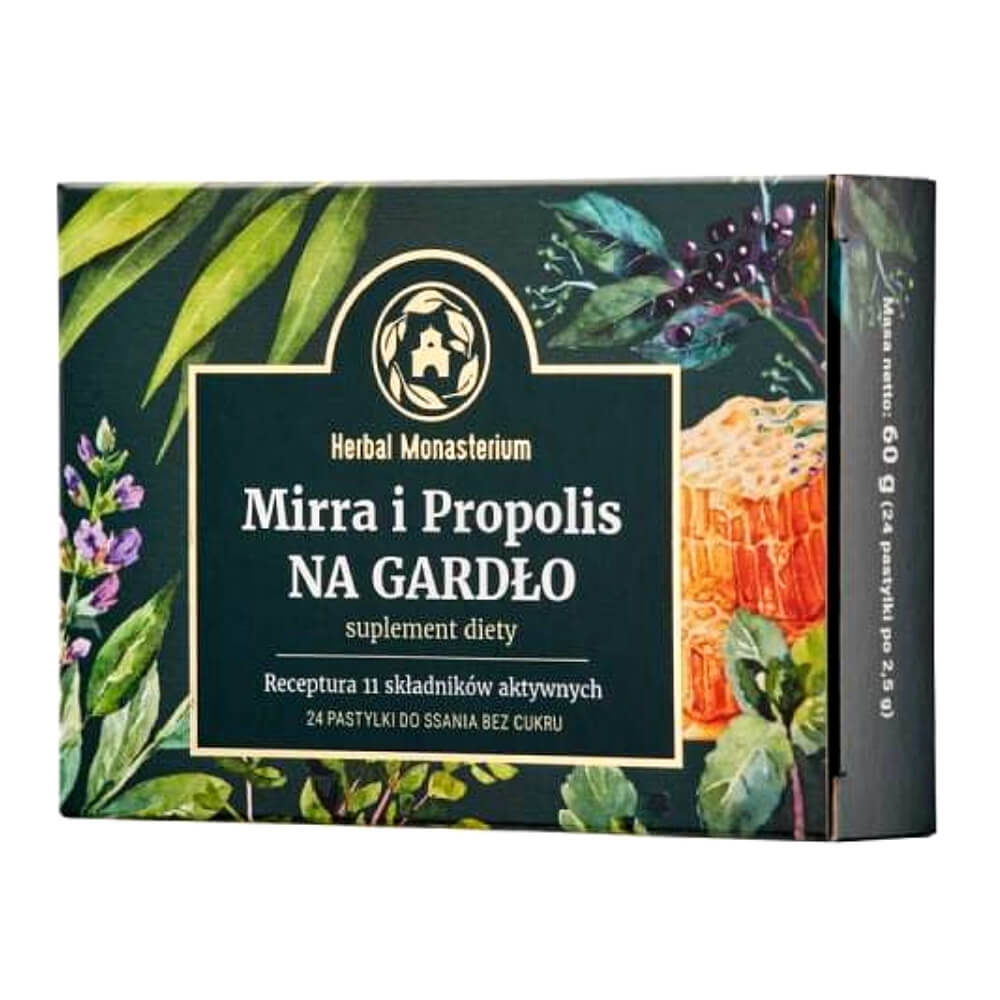 Myrha a propolis pro krk bez cukru 24 HERBAL MONASTERIUM pastilky