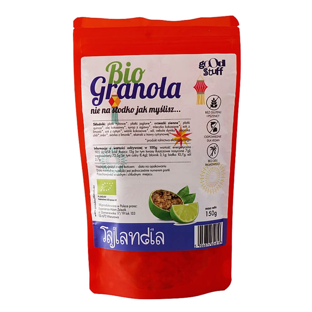 Granola Kacang Tanah - Cili - Limau Nipis (Thailand) bebas gluten BIO 150 g - GOOD STUFF