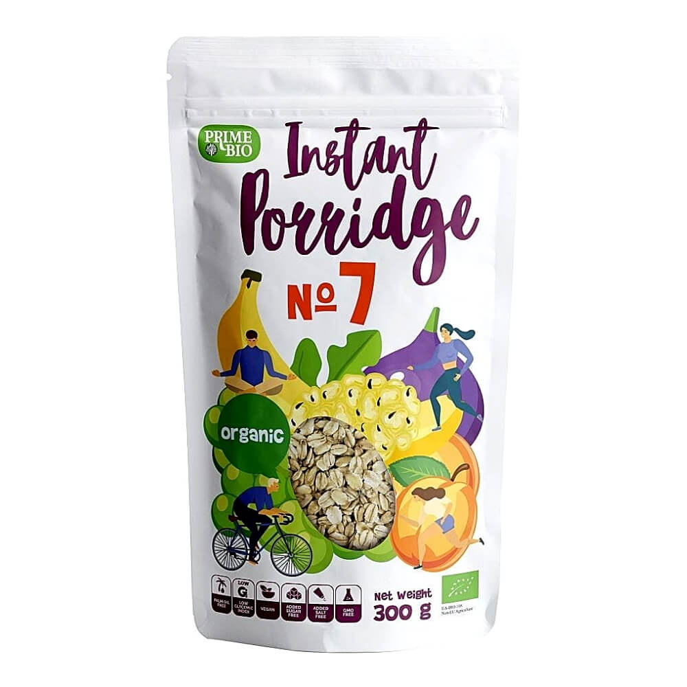 Instantní kaše s rozinkami, meruňkami, bílými morušovými fíky a banánem (č.7) BIO 300 g - PRIME BIO