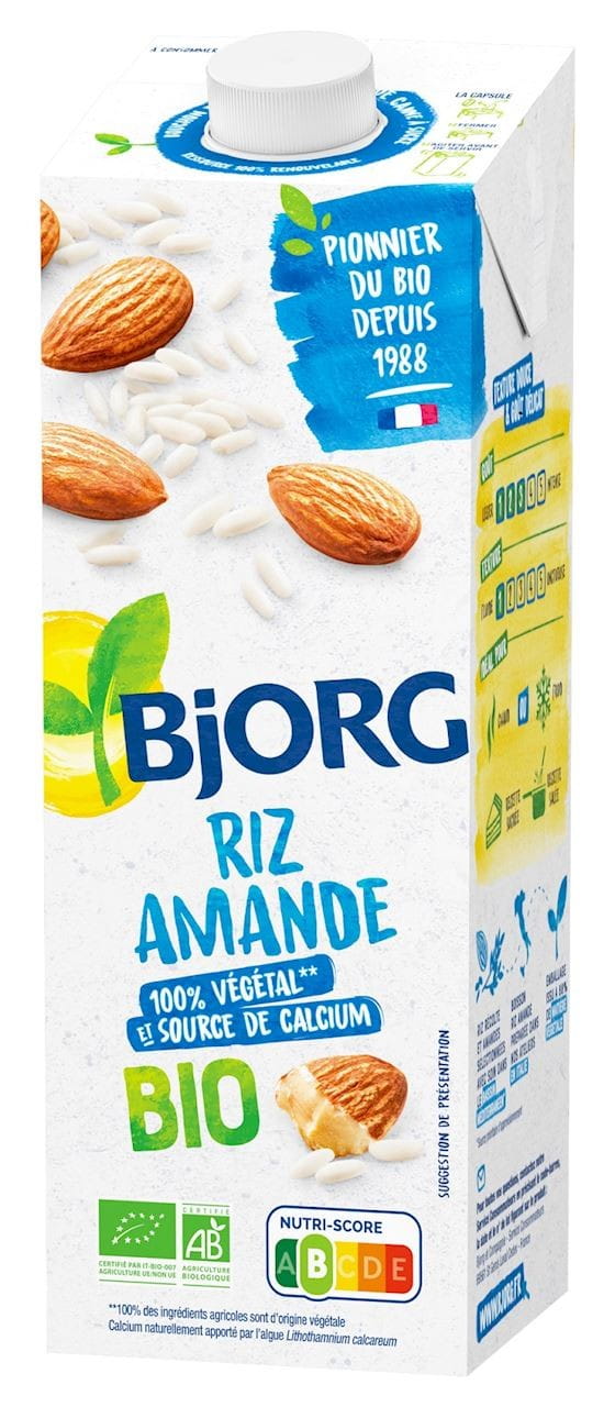 Bevanda di riso e mandorle con calcio da alghe marine BIO 1000 ml - BJORG
