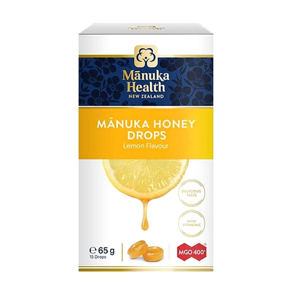 ลูกอมน้ำผึ้งมานูก้า MGO 400+ และวิตามินซี หยดน้ำผึ้งมานูก้า 65g 15 ลูกอม MANUKA HEALTH NEW ZELAND