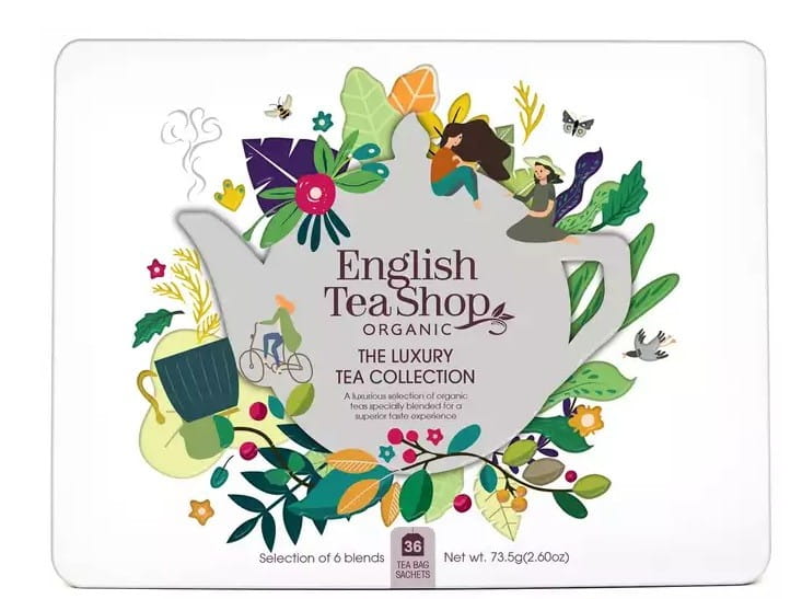 Koleksi Teh Mewah Set Teh dalam Tin Putih Hiasan (36x2) BIO 735 g ENGLISH TEA SHOP