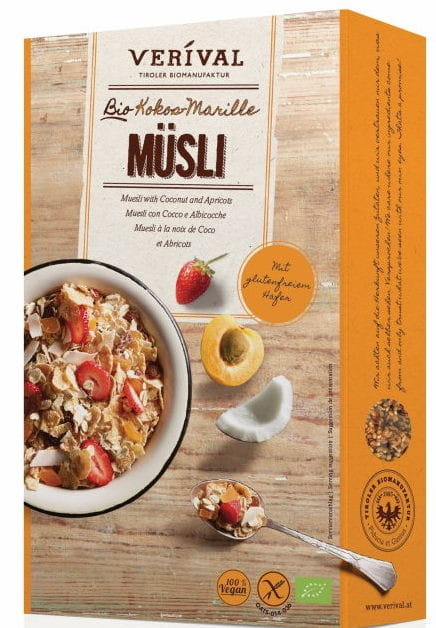 Müsli mit Kokos und Aprikosen glutenfrei 325g EKO VERIVAL