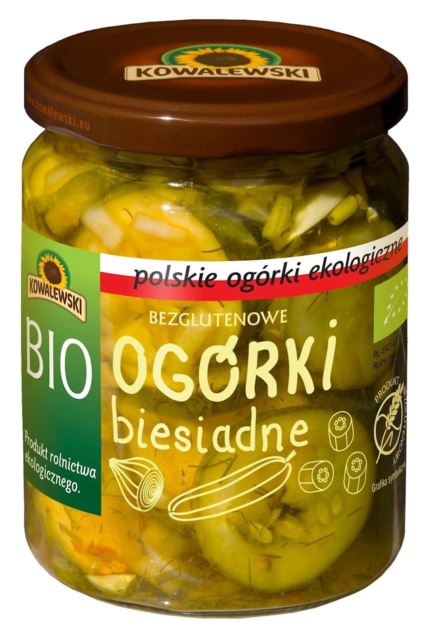 Geschnittene, schlemmerfreie eingelegte Gurken BIO 480 g (270 g) - KOWALEWSKI