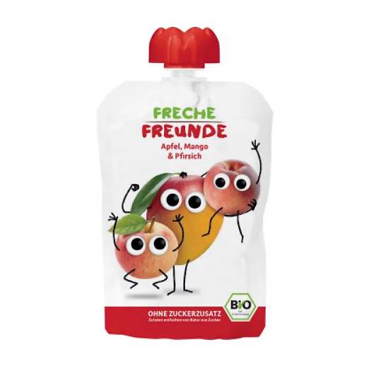 Dětská ovocná pěna jablko mango broskev 100g EKO ERDBAR