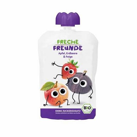 Sapmousse voor kinderen appel aardbei bosbes framboos 100g EKO ERDBAR