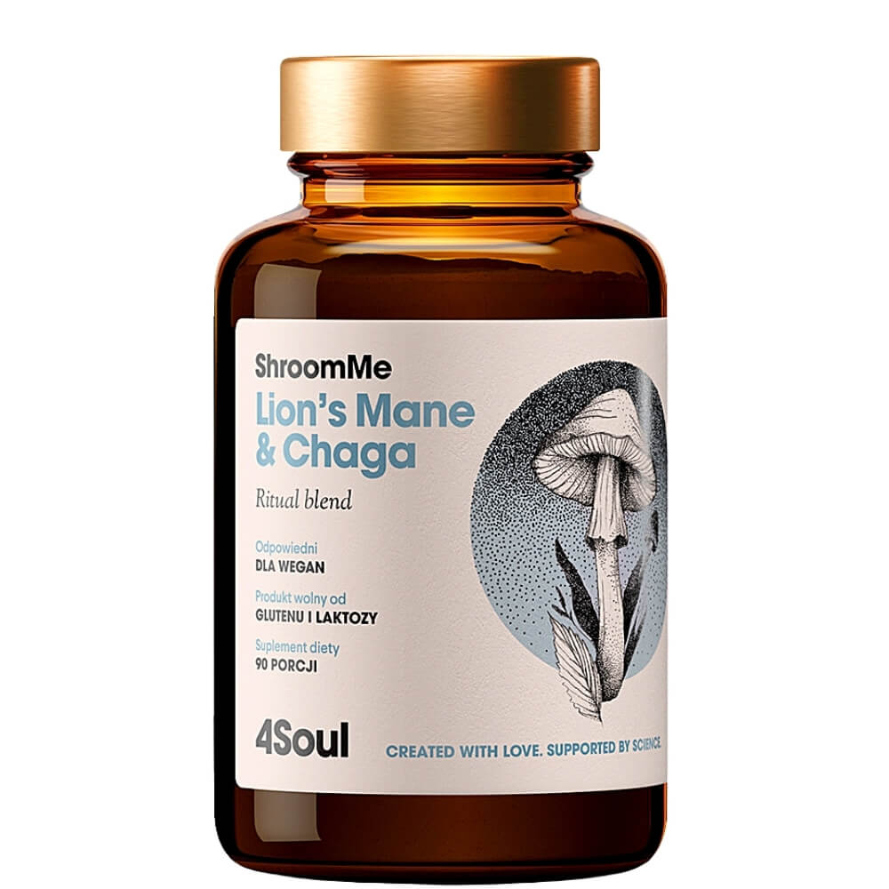 Shroomme Lví hříva & Chaga Lví hříva & Chaga 4soul Prášek 90 porcí HEALTHLABS